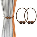 2 Pack Magnetic Curtain Tiebacks, Decorative Curtain Holdbacks for Window Décor (Coffee)