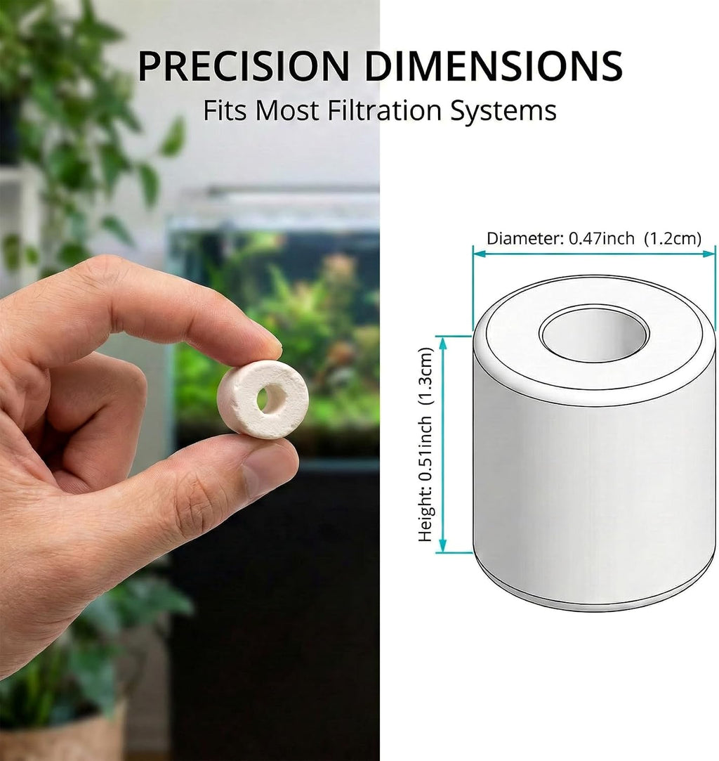 30oz Ceramic Rings for Aquarium Filter - Bio Media with 6 Mesh Bags