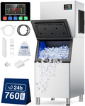Commercial Ice Maker, 760 LBS/24h with 560 LBS Large Storage Bin
