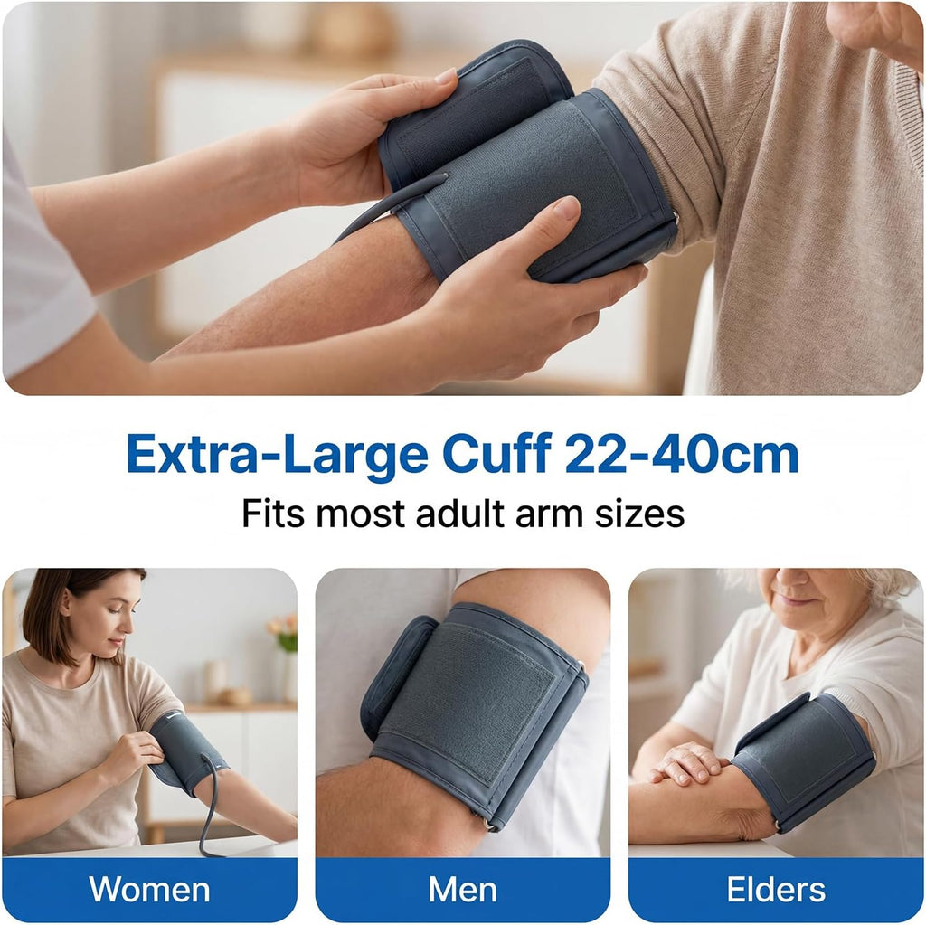 Blood Pressure Monitor Upper Arm Blood Pressure Cuff for Home Use with Large LCD Dual User Memory Adjustable Cuff