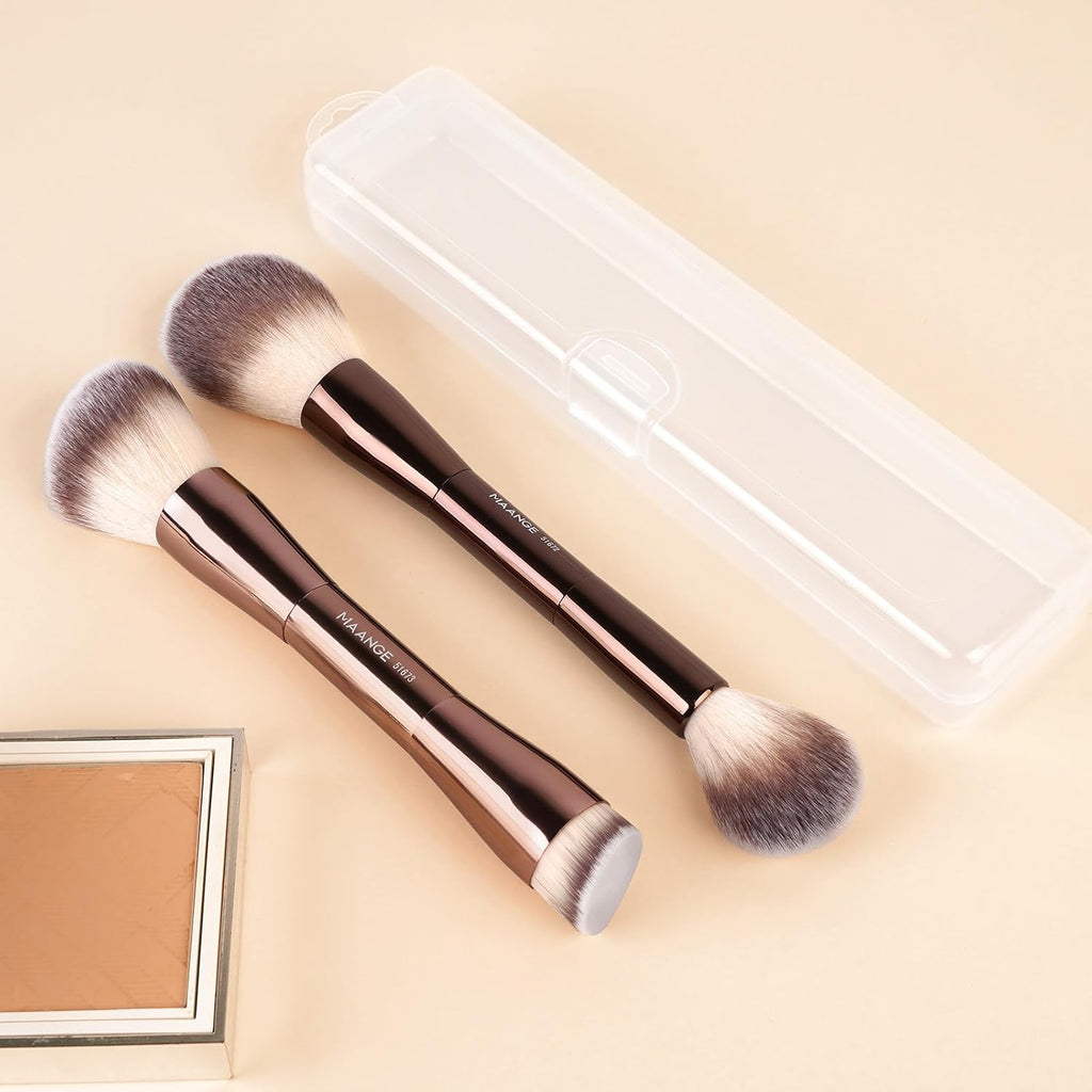 Foundation Makeup Brushes Set 2Pcs Double Ended Makeup Brush for Blending Liquid Powder Concealer Cream Blush Buffe