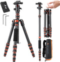 60" Carbon Fiber Camera Tripod, Detachable Monopod for SLR DSLR | Max Load 17 lb, Lightweight Compact Travel Tripod