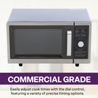 Commercial Microwave with Dial Control, 1 Cubic Feet Interior, Stainless Steel, 1000 Watts, UL and NSF Approved