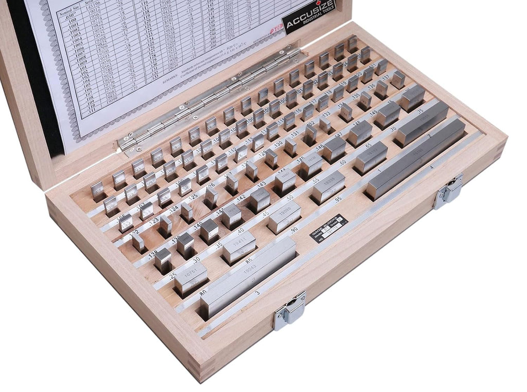 Accusize Industrial Tools Precision 81-Piece Steel Gauge Block Set, Grade B Accuracy, Corrosion-Resistant, P900-S581