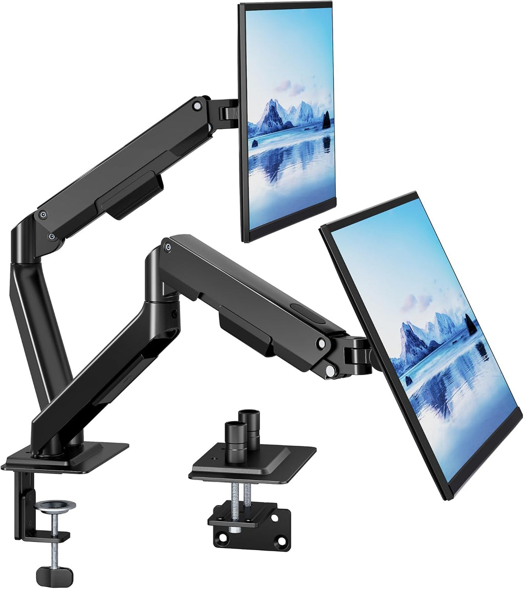Dual Monitor Arm for Up to 32 Inch Screens, Heavy Duty Monitor Mount | Curved Monitor Stand with Clamp and Grommet