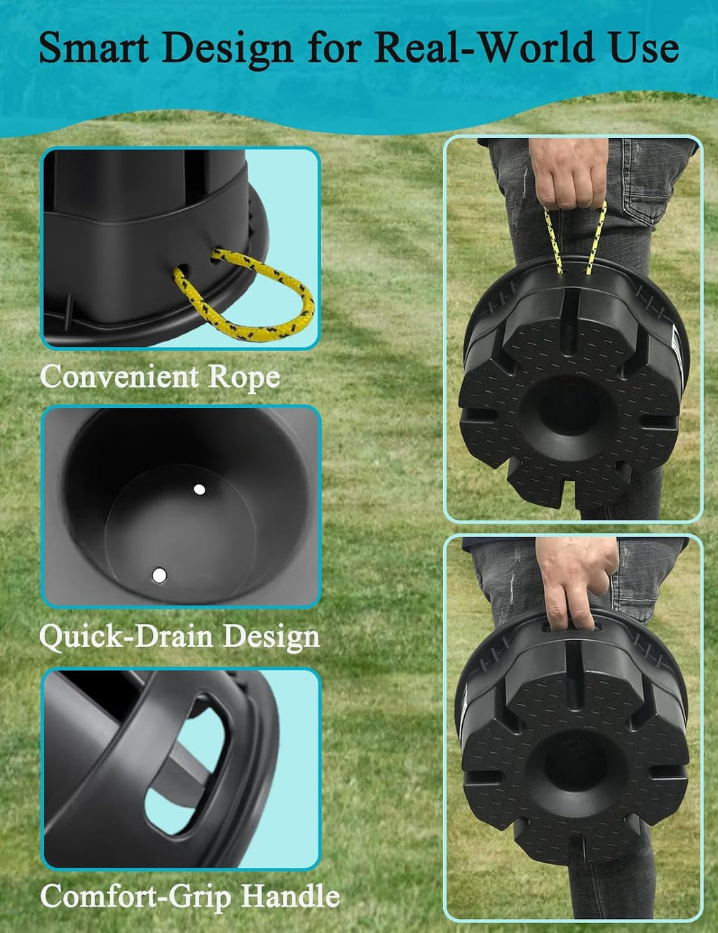 4-Pack 6in Trailer Jack Blocks, 40,000 lb RV Leveling Blocks, Black | Heavy-Duty & Stackable RV Stabilizer Pads