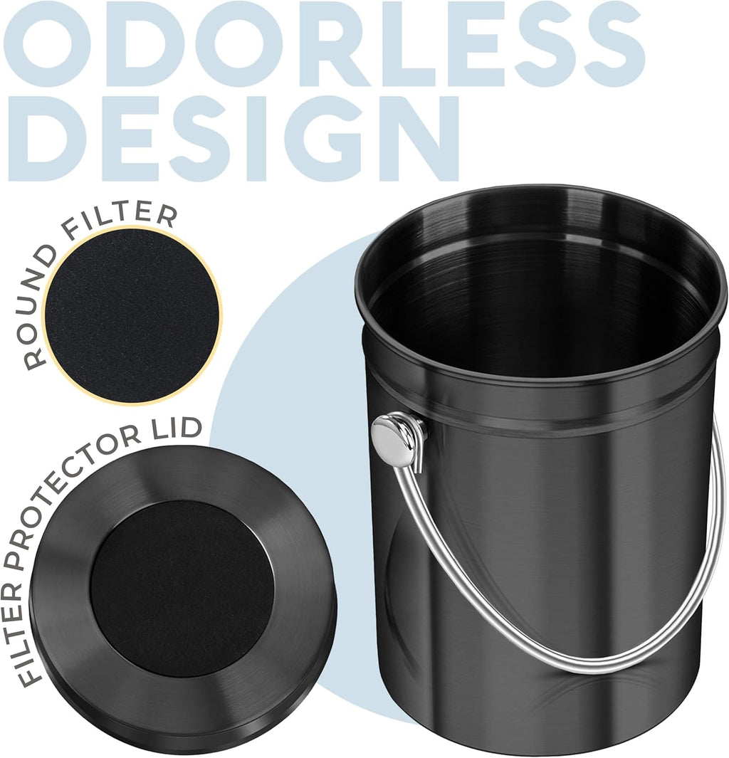 Kitchen Compost Bin for Kicthen Countertops, 1.3 Galllon - Black