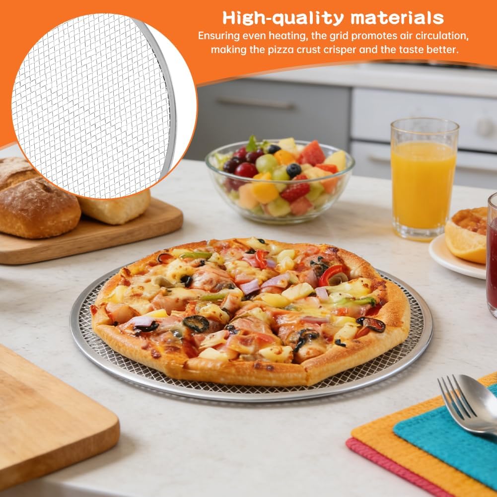 3‑Pack Aluminum Pizza Screens, 12 Inch Baking Screens for Home Oven