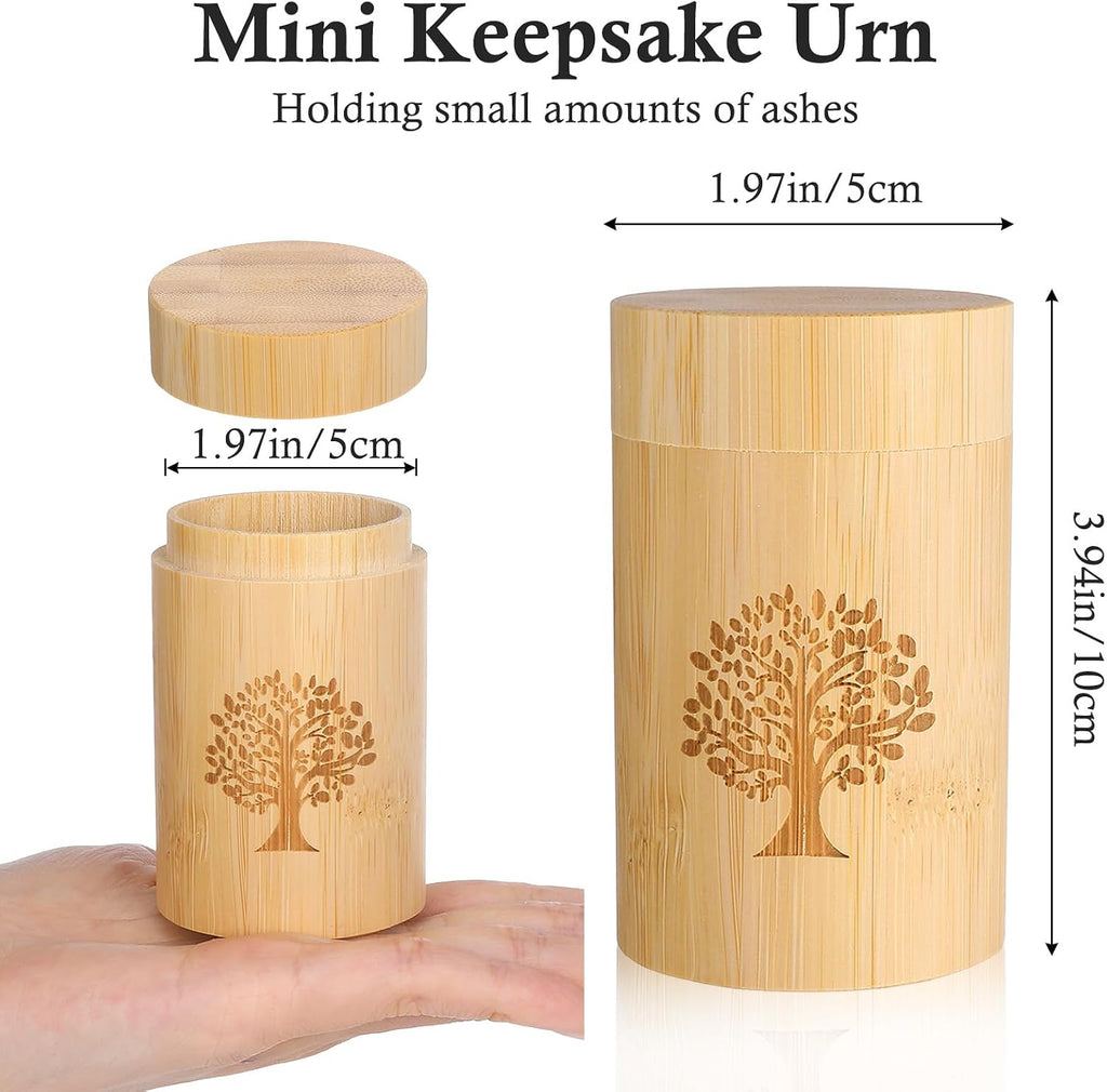 Small Bamboo Scattering Urn Tube for Human Ashes Mini Bamboo Spreading Cremation Tube Urn Keepsake Urn for Adult Male