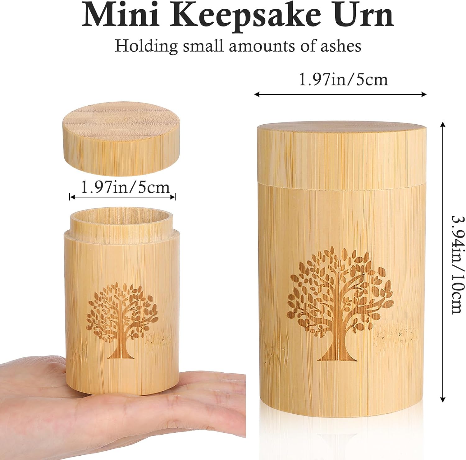 Small Bamboo Scattering Urn Tube for Human Ashes Mini Bamboo Spreading Cremation Tube Urn Keepsake Urn for Adult Male