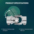 HEATFORGE 3/4" -36 Spline × 3/4" DD Universal U Joint for Steering Shaft