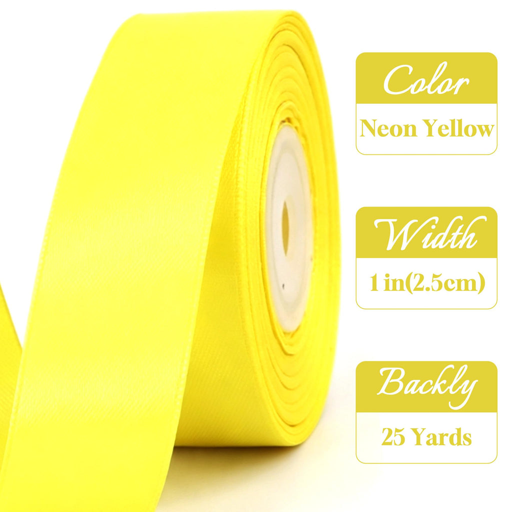 1 Inch x 25 Yards Light Yellow Satin Ribbon Gift Wrapping Ribbon
