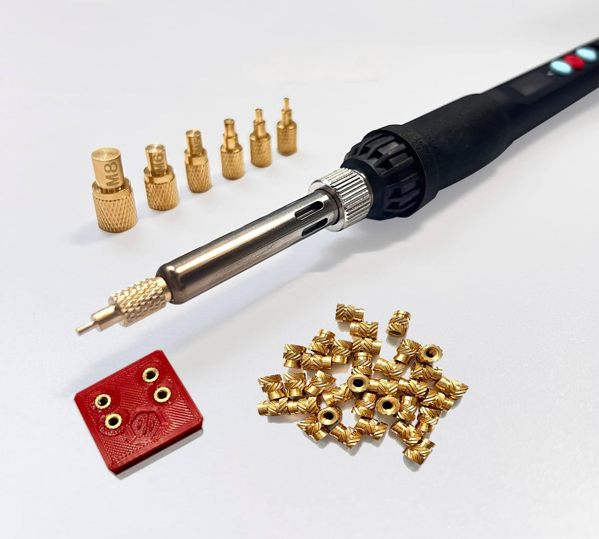 60W Digital Soldering Iron Heat Set Insert Tool with Extra Soldering Tips and Heat Set Insert Tips