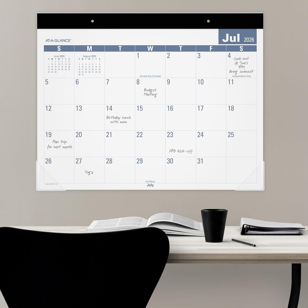 Desk Calendar 2026-2027 Planning Pad, Academic 12-Month July-June, Monthly, 21-3/4" x 17" Standard, Easy-to-Read