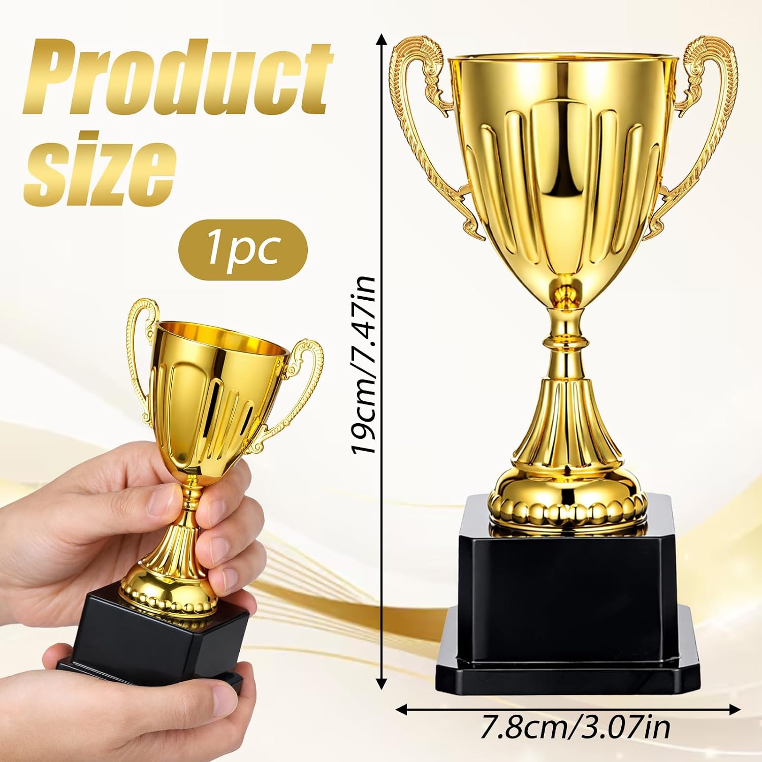 Gold Plastic Trophy, Plastic Trophy Cup Winning Prize for Sports Tournaments Competitions Party