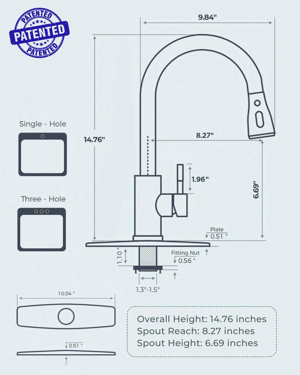 Kitchen Faucets Pull Down Sprayer, Stainless Steel, Brushed Nickel