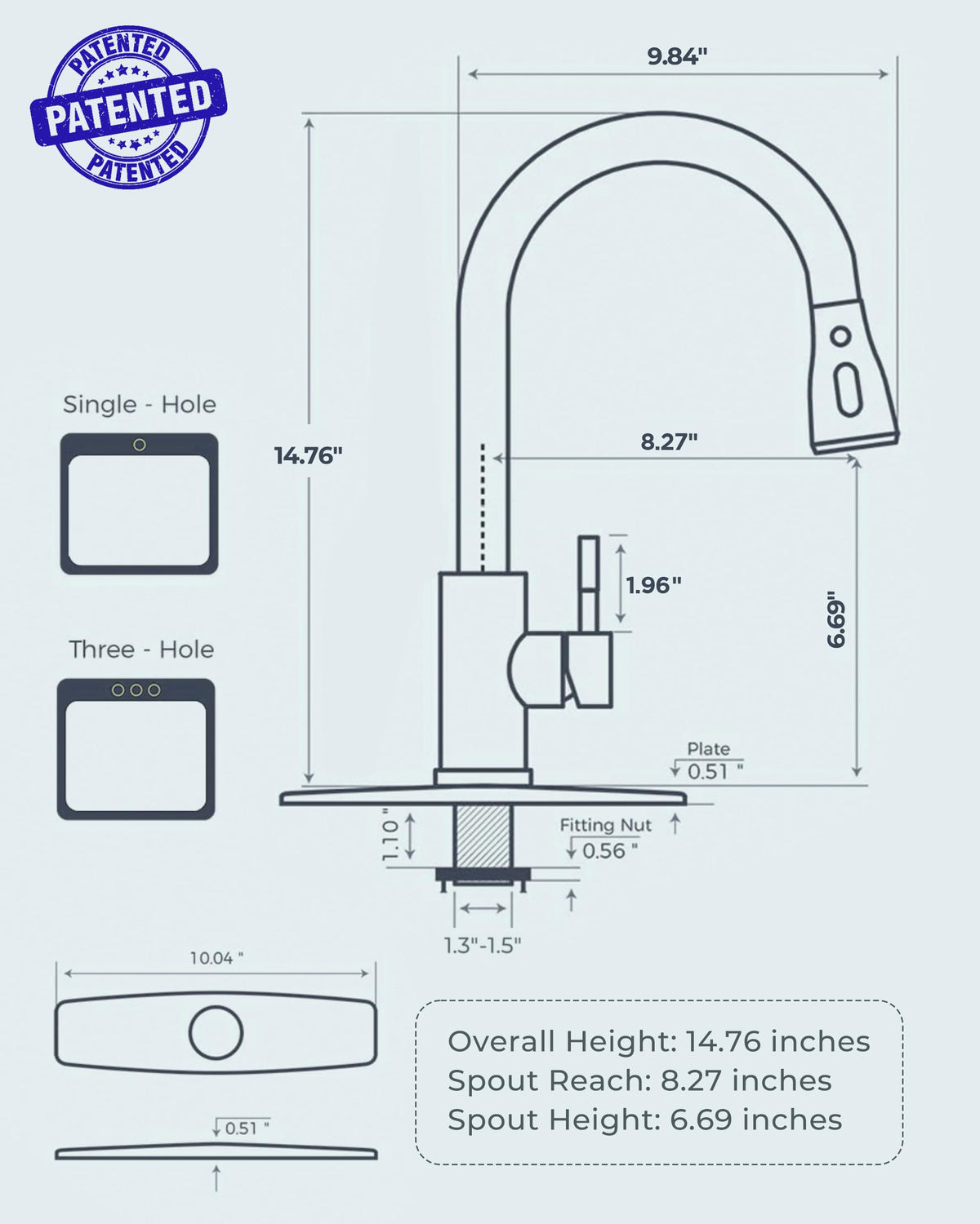 Kitchen Faucets Pull Down Sprayer, Stainless Steel, Brushed Nickel