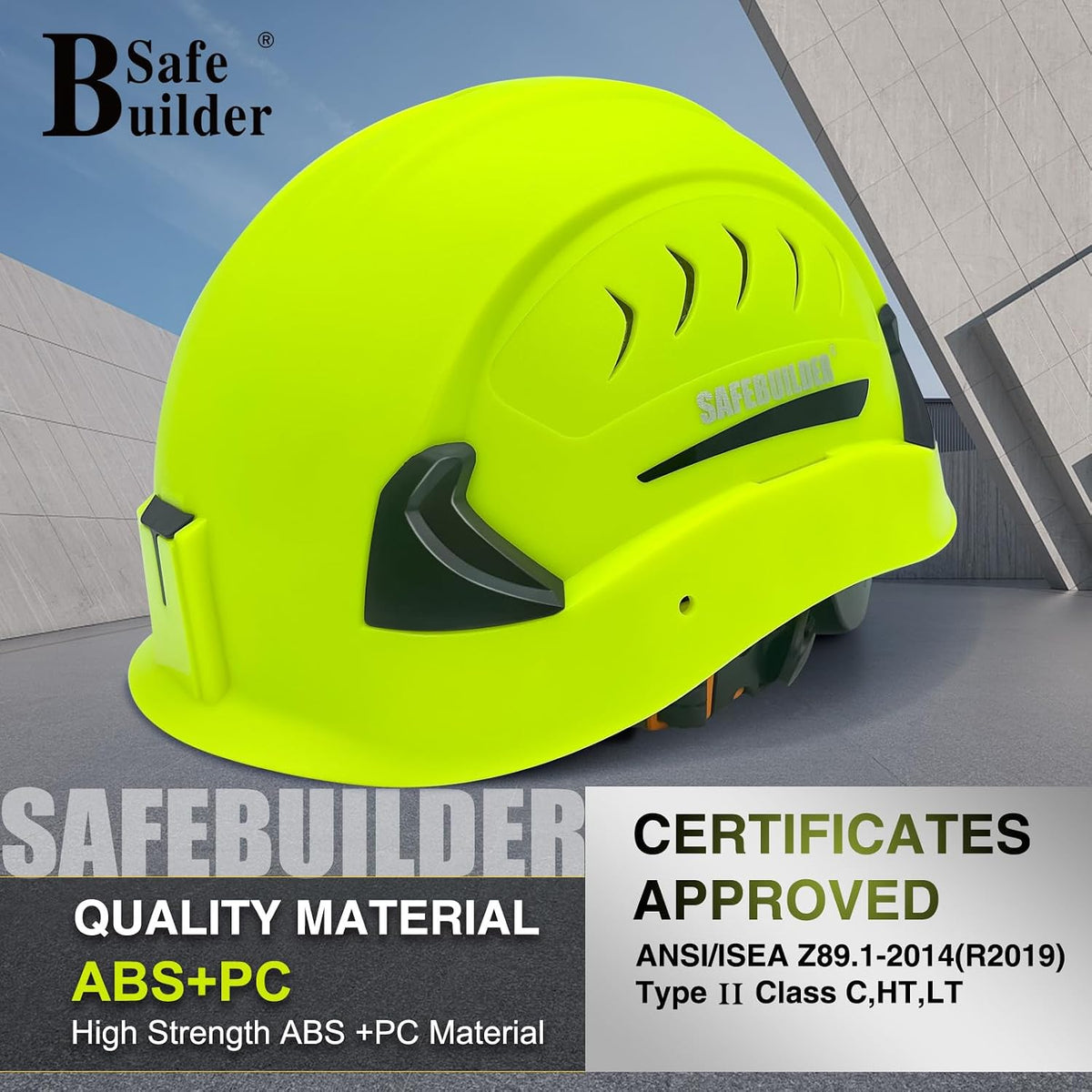 G2C Safety Helmet ANSI Type 2 Class C Hard Hats Vented EPS Liner Lightweight for Construction Work at Height Rescue