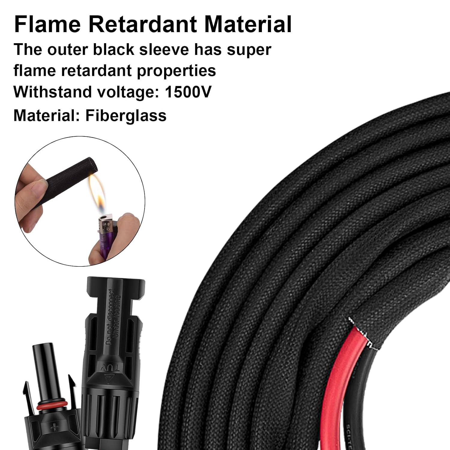 20FT 10AWG Solar Panel Extension Cable with Female and Male Connectors, Solar Cable for Solar Panels, Charge