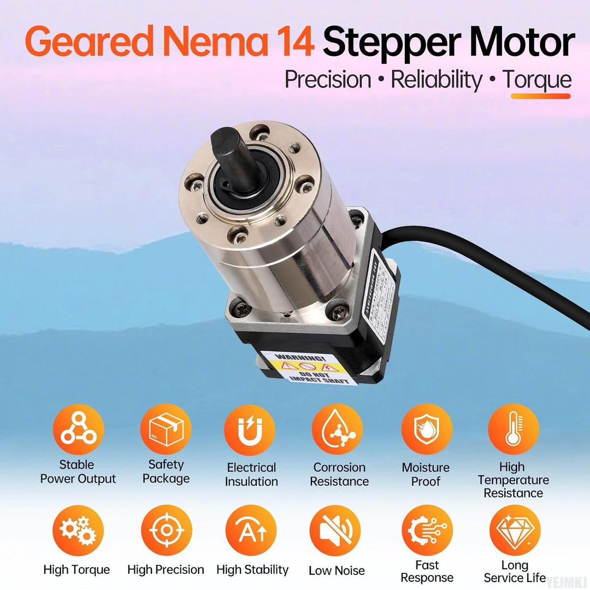 100:1 Planetary Gearbox Nema 14 Stepper Motor 26Ncm 28x80mm 1.2A