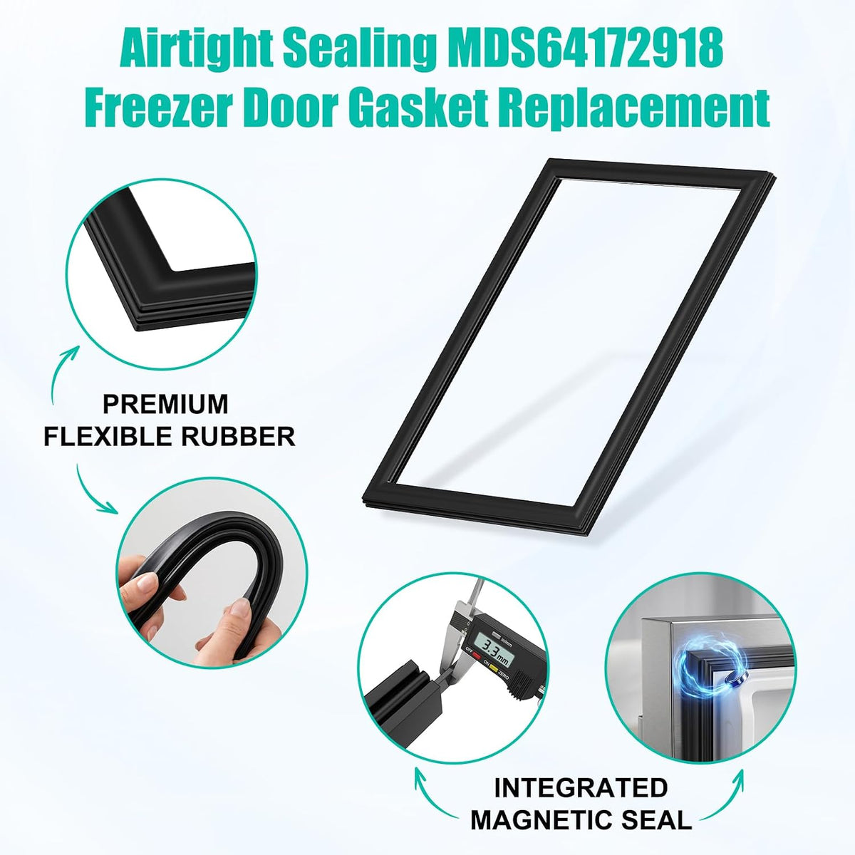 Upgraded MDS64172918 Freezer Door Gasket Replacement Compatible with LG & Kenmore Refrigerator Freezer Door Seal for LFX25971SB, LFX28968SB, 795.70329 Series Refrigerator door Gasket Seal