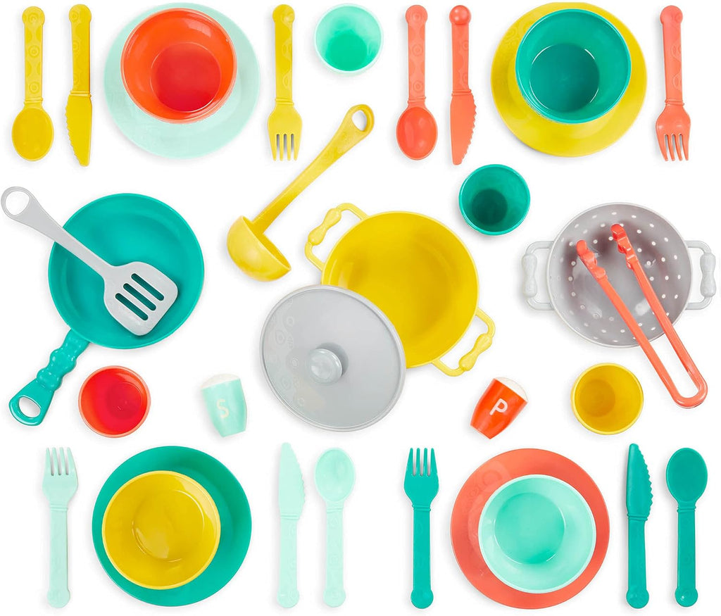 – Play Kitchen Accessories – Cookware, Dishes, Utensils – 33 Pieces Play Set for Kids – Pretend Play Toys – 3+ Years–