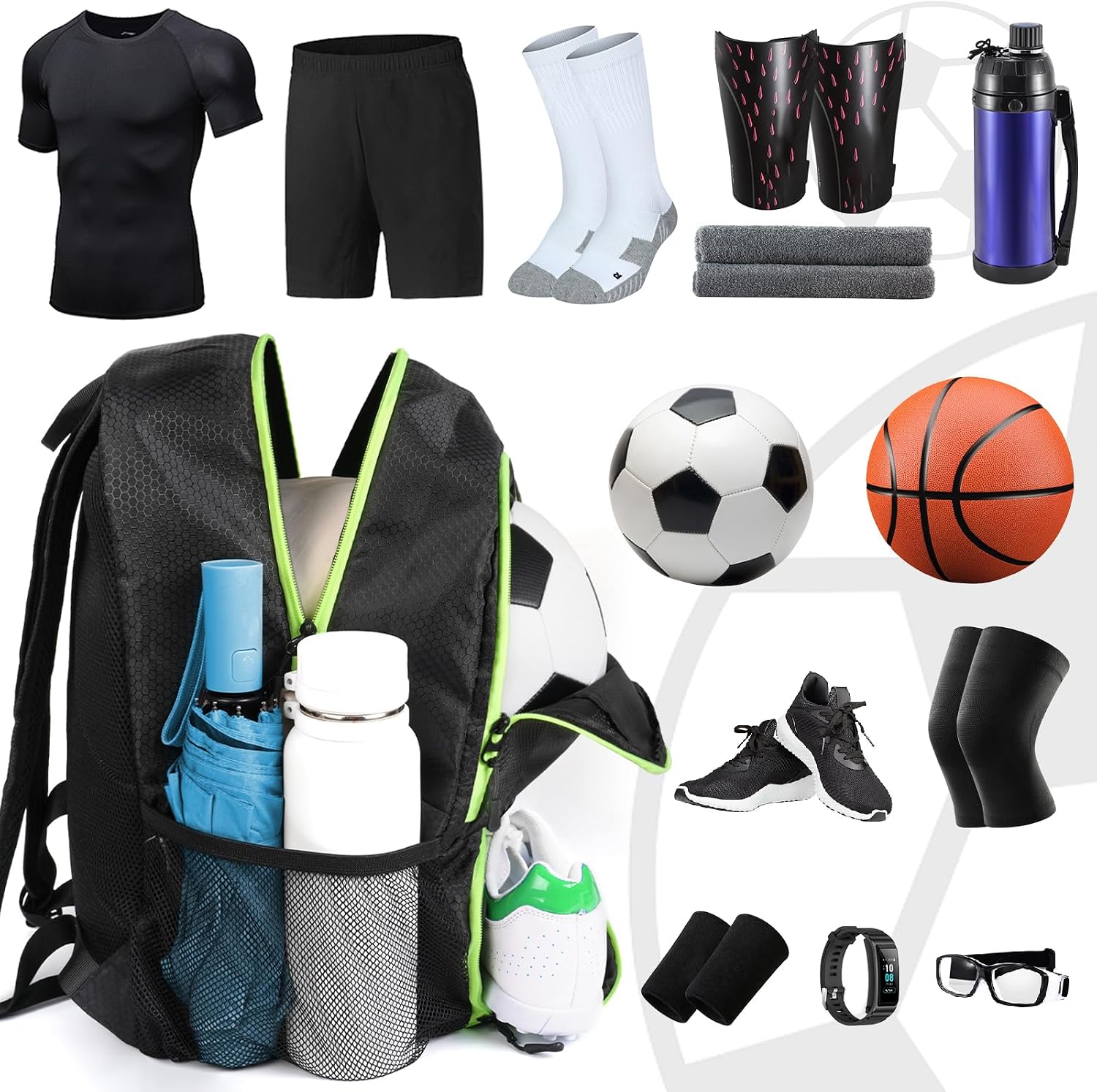 Soccer Backpack, Soccer Bag with Ball Holder and Shoe Compartment | Water Resistant Sport Equipment Bags Fit