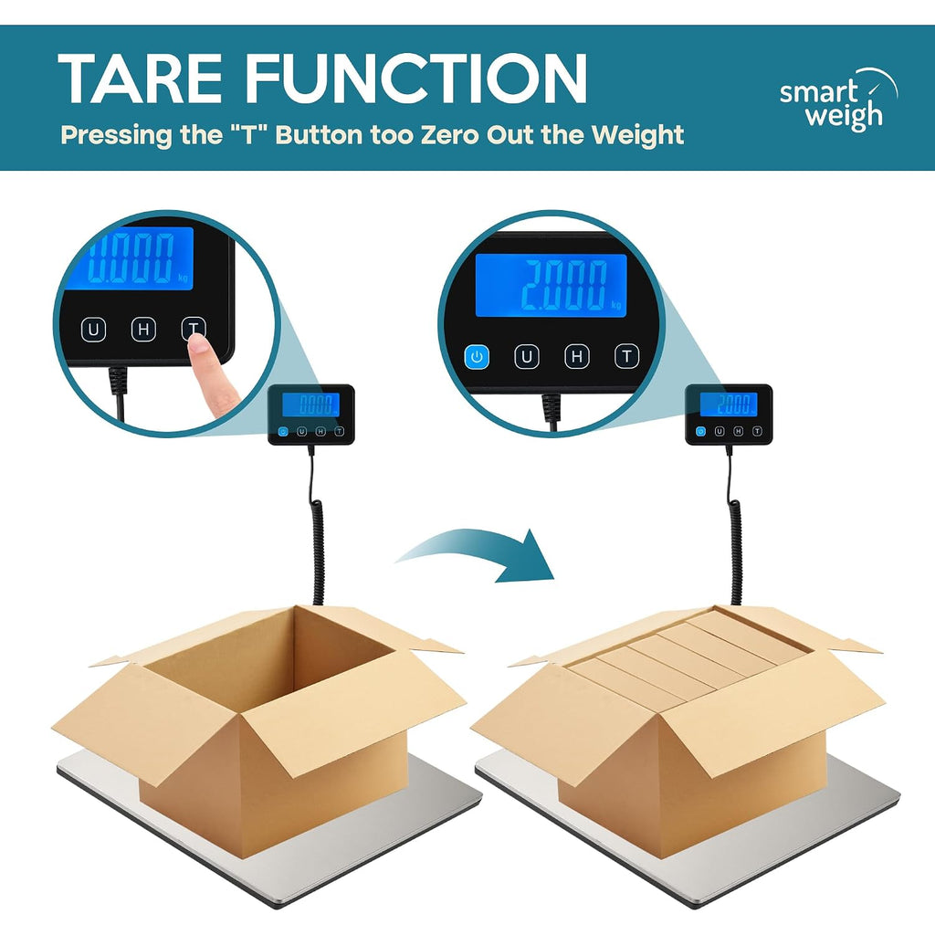 Digital Postal Shipping Scale, Heavy Duty Wide Platform, 440 lb Capacity, 2 oz Readability, Hold & Tare Function