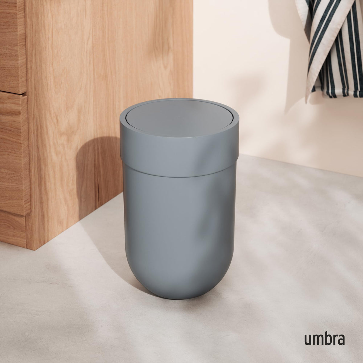 Touch Bathroom Trash Can with Lid, 1.6 Gallon, Slate Blue
