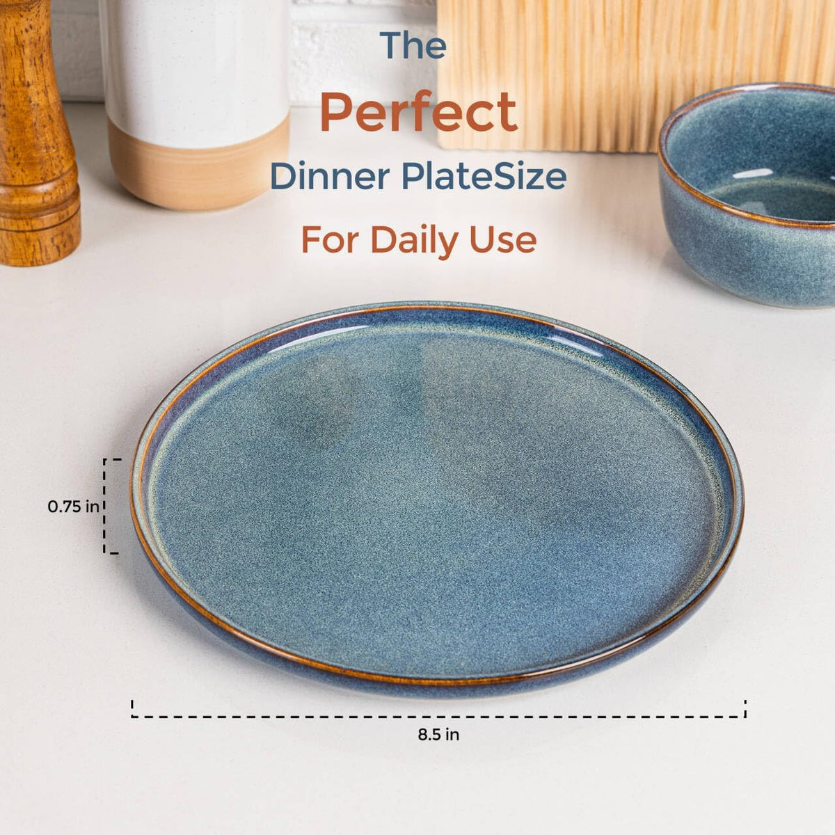Ceramic Plates Set of 6, 8.5 Inch Stoneware Small Plates Set