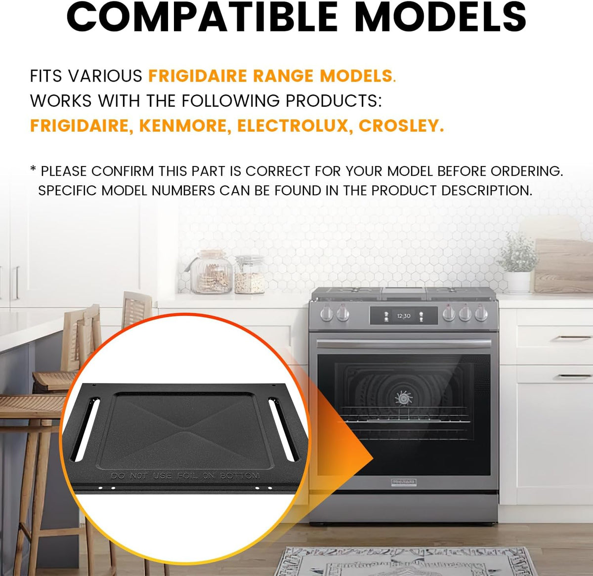316400603 Oven Bottom Panel Fit for Frigidaire/Kenmore/Electrolux/Crosley Gas Ranges and Stoves, Replace Part Number AP3768877, 1056058, 316400604, 7316400604