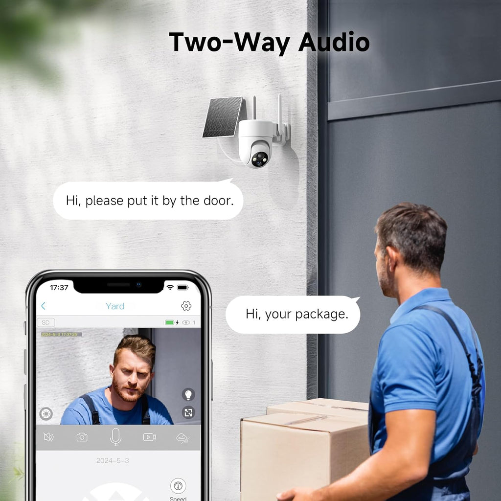 2K Solar Security Cameras Wireless Outdoor, 2PCS Outdoor Camera Wireless with 360° View, Cameras for Home Security
