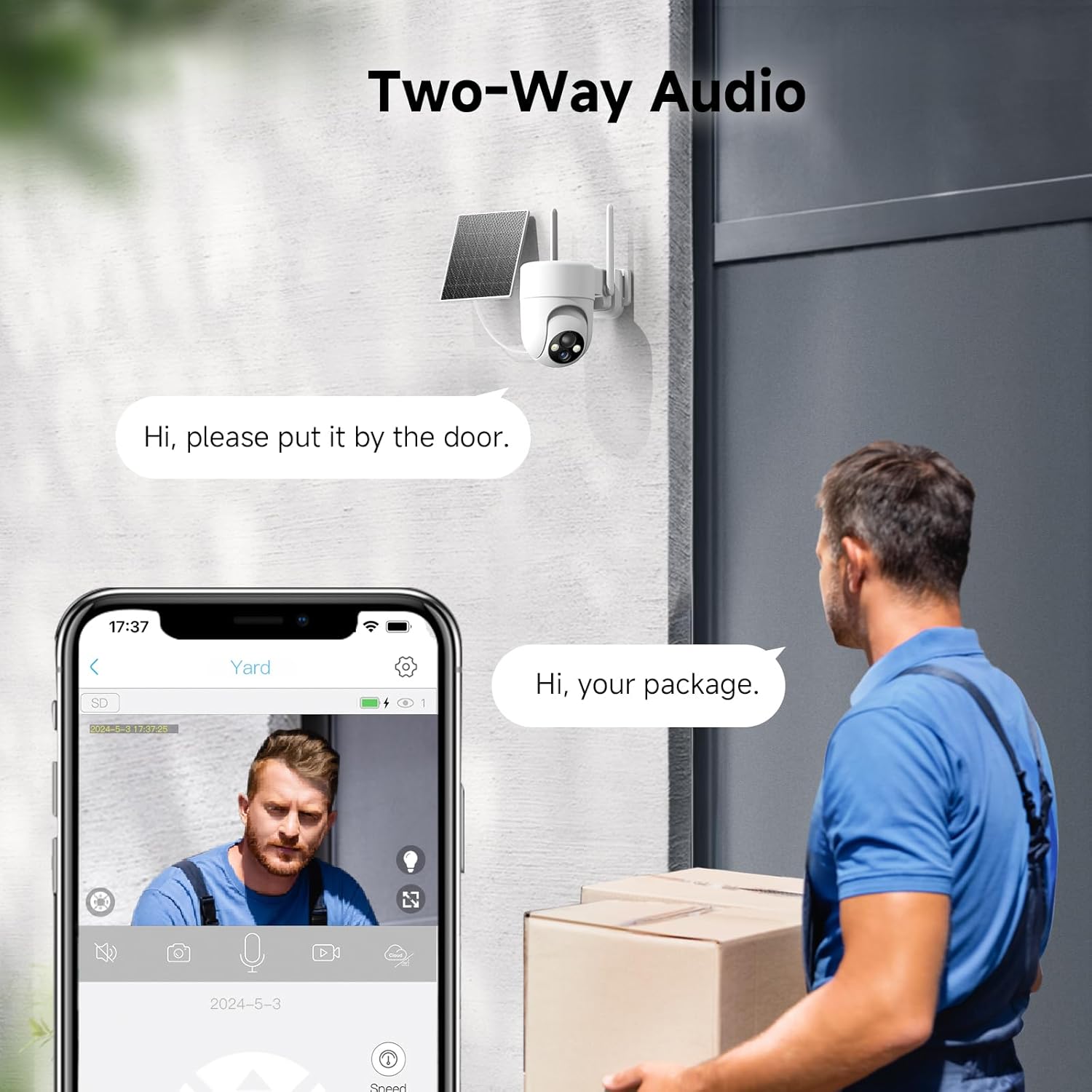 2K Solar Security Cameras Wireless Outdoor, 2PCS Outdoor Camera Wireless with 360° View, Cameras for Home Security