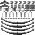 Tandem Trailer Leaf Spring 4 Leaf Double Eye 1750 lbs Cap for 3500 lbs Axle Suspension, Hanger & U-Bolt kit 25-1/4"