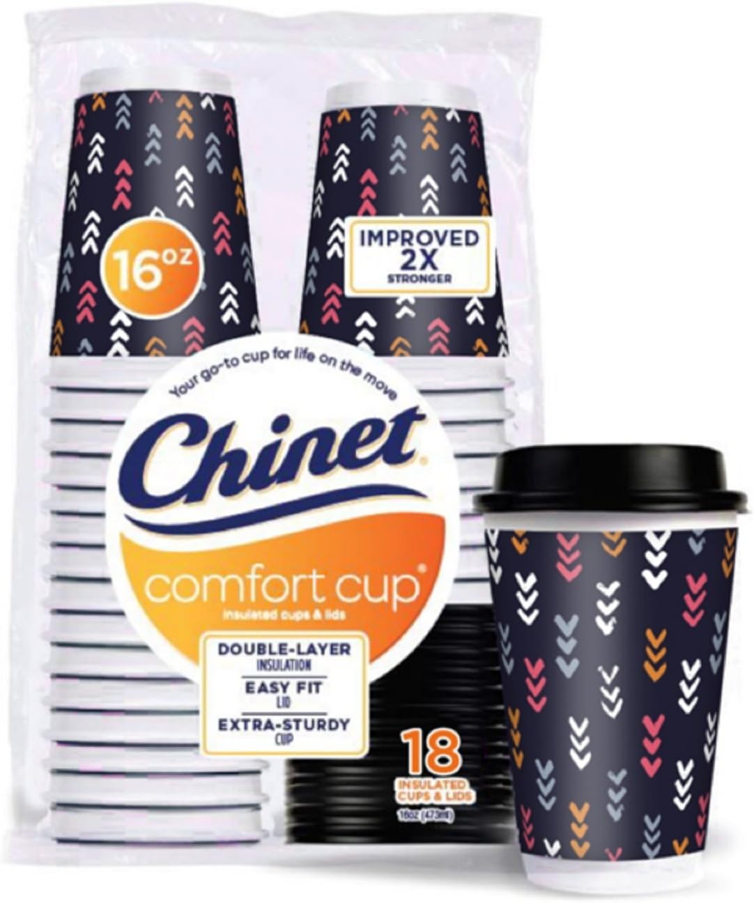 Comfort-Cup 108 Count Double-wall Hot Cups & Lids, 16 Ounce