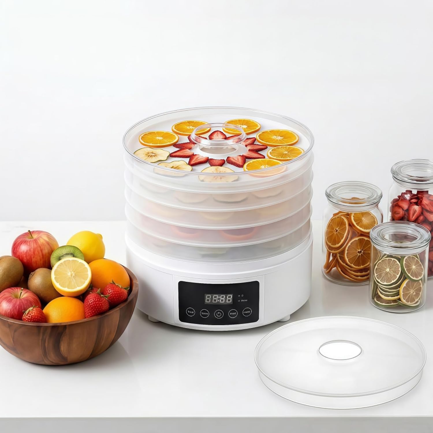 6 Pack Fruit Roll Sheets, Round Plastic Dehydrator Sheets with Edges, Reusable Dryer Mats for Fruit Leather, Meat