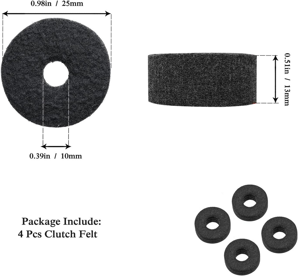 23-Piece Cymbal Accessory Set - Hi-Hat Clutch & Cup Felts, Cymbal Sleeves, Wing Nuts, Washer & Drum Keys (Black)