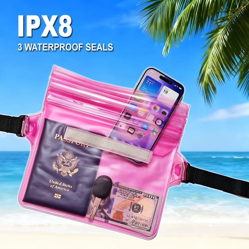 Waterproof Fanny Pack, Dry Bag Phone Pouch for Beach Swimming Kayaking | Floating dry bag keeps wallet & purse safe.