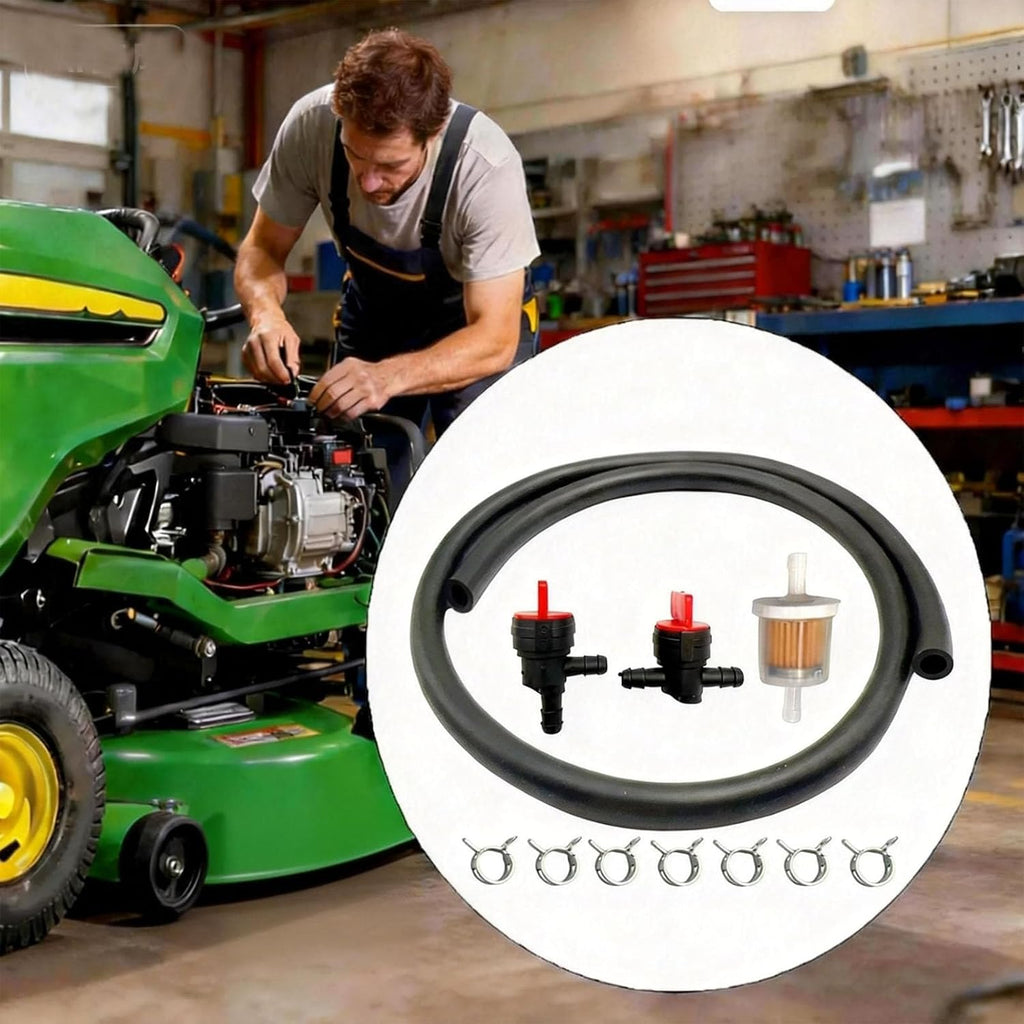 Fuel Line with Fuel Shut Off Valve Fuel Filter Lawn Mower Compatible with BS 791766 698183 698180 691050 394302 798512 809499