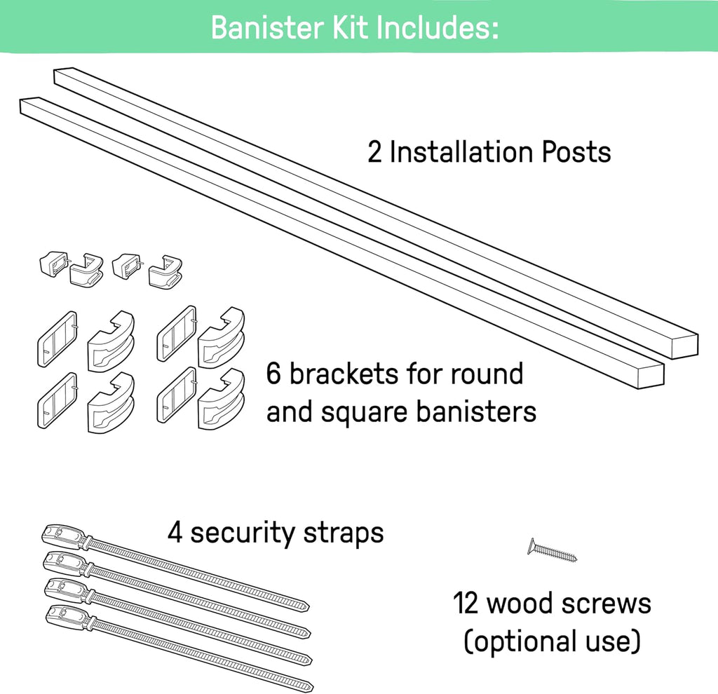 Summer Infant Banister to Banister Gate Mounting Kit - Fits Round or Square Banisters, Accommodates Most Hardware &