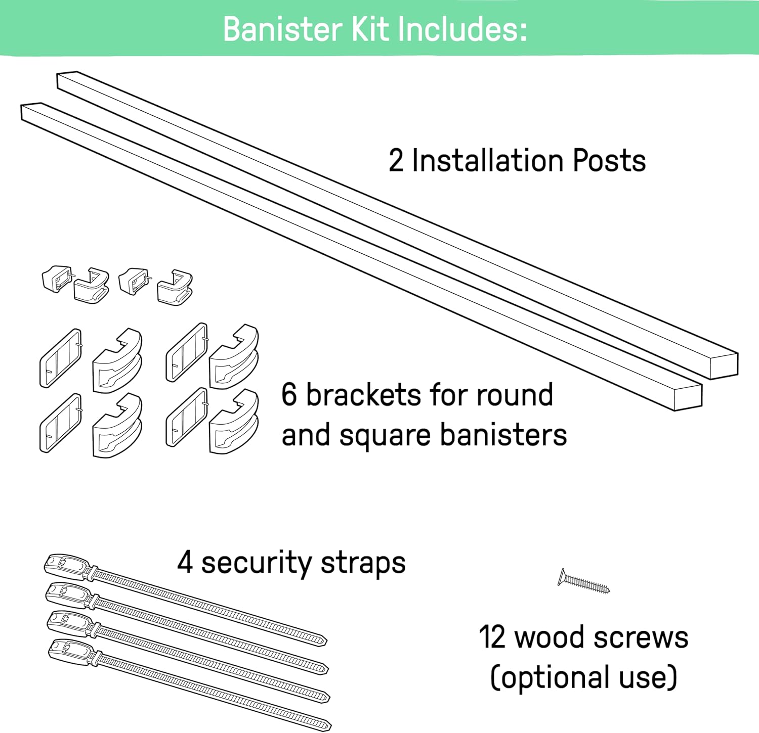 Summer Infant Banister to Banister Gate Mounting Kit - Fits Round or Square Banisters, Accommodates Most Hardware &