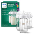 Natural Glass Baby Bottles with Natural Response Nipples (Medium Flow, Flow 3), 8oz, 4-Pack, SCY913/04