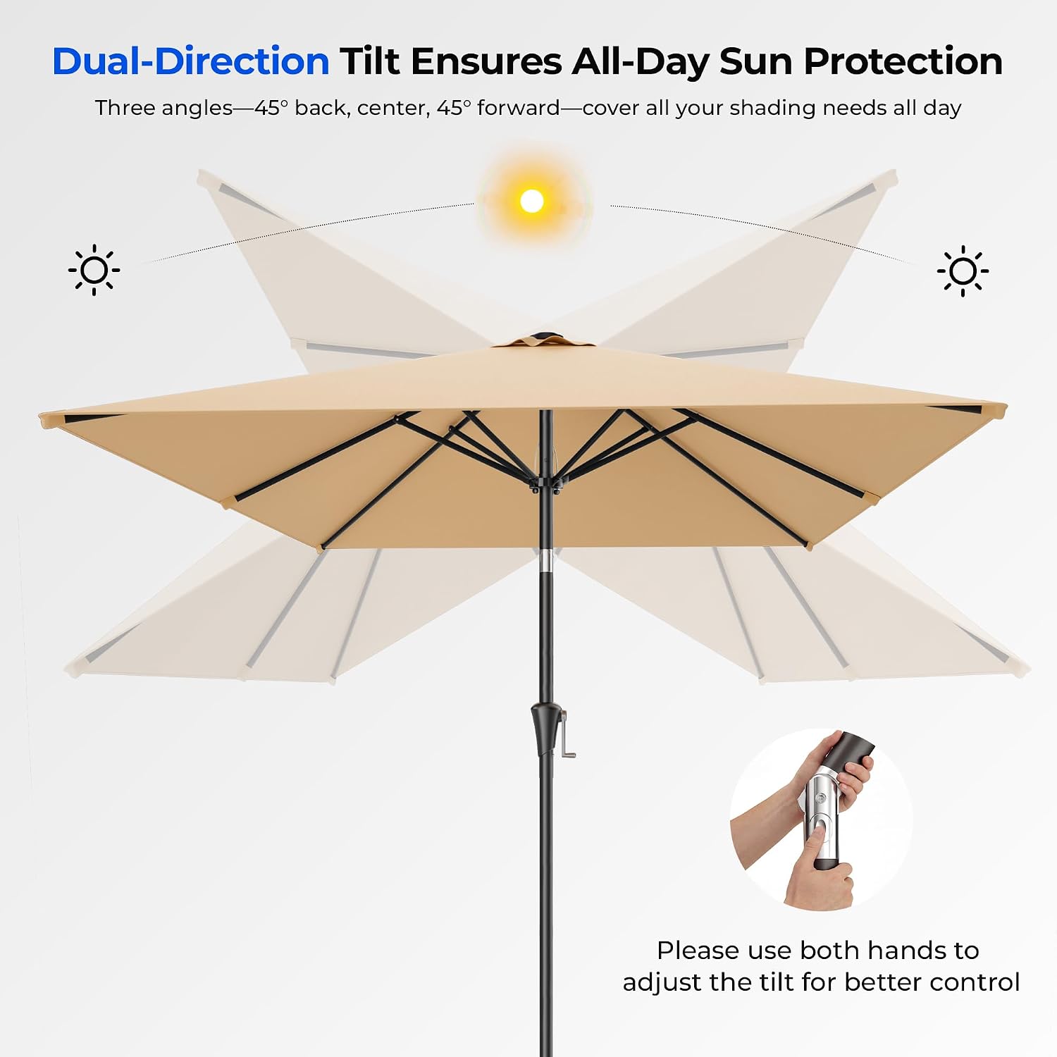 6.6 x 10 ft Rectangular Patio Umbrella Rectangle Umbrella Outdoor Patio, Large Outdoor Umbrellas for Patio Table with