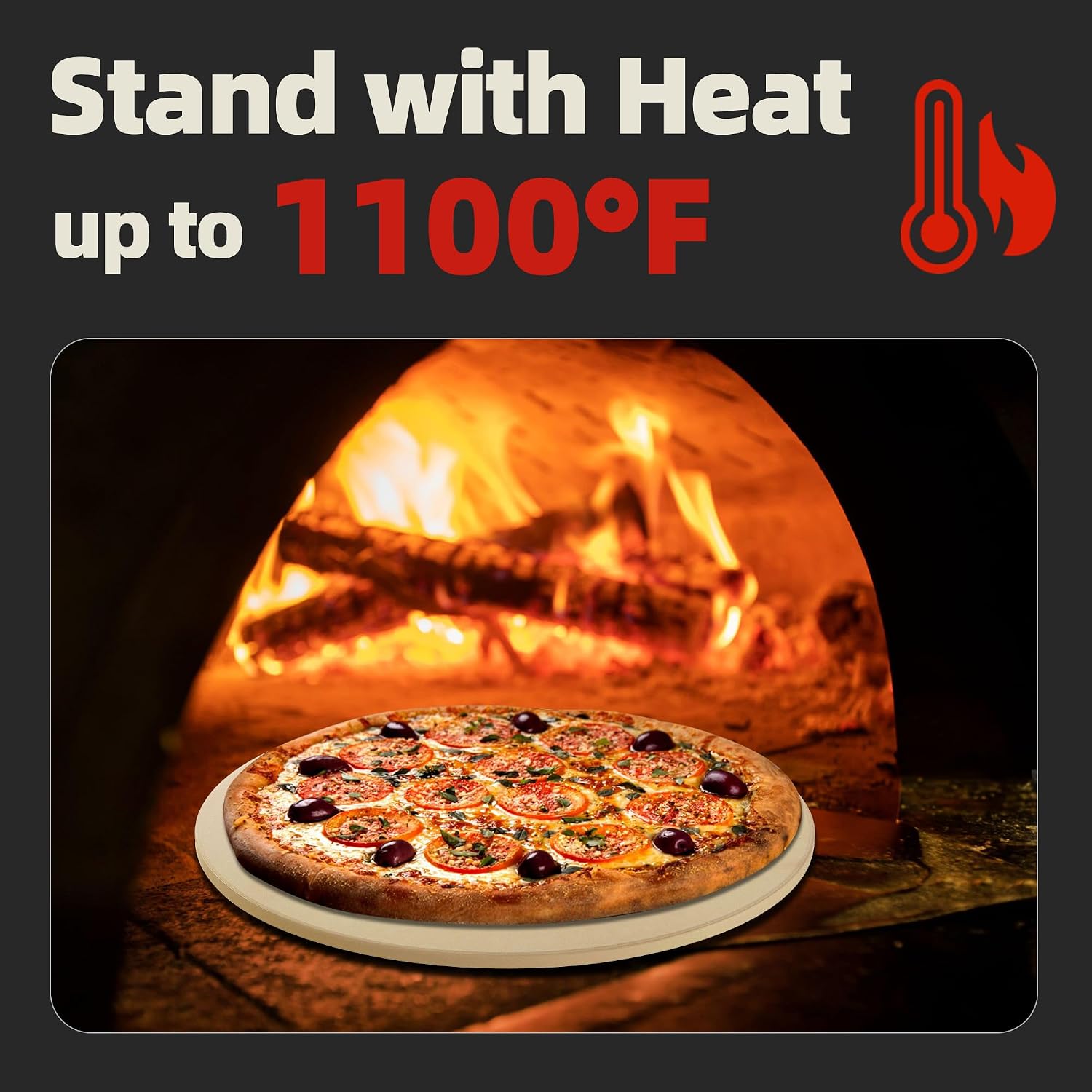 16" Round Pizza Stone, Heavy Duty Cordierite Pizza Pan for Grilling & Pizza Oven, High Temperature Resistant Baking