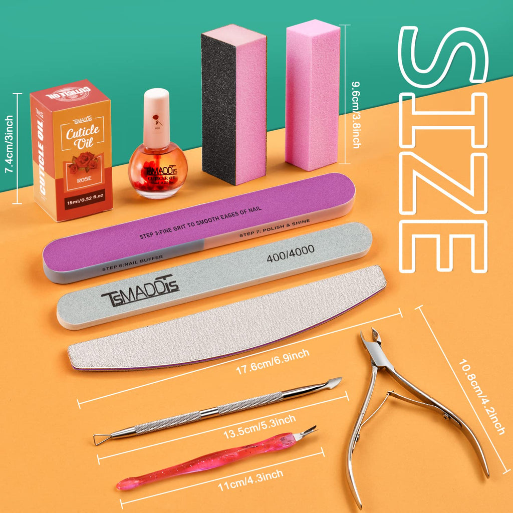 Manicure Tools Kit Nail Care Kit with 3 pcs Files, 2 pcs Buffer Blocks, 2 Polishing Buffers, Cuticle Nipper, Pusher