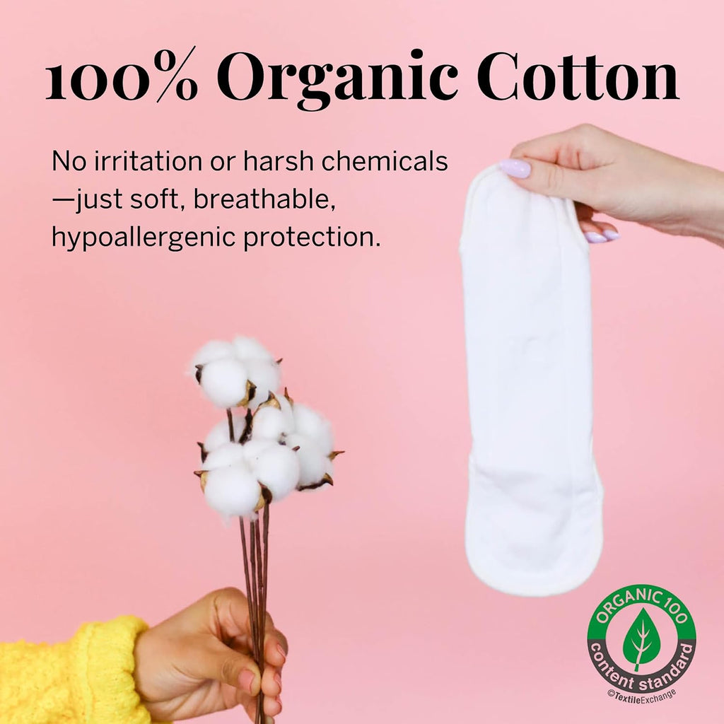 Pixie Cotton Cloth Pads for Feminine Care - 100% Organic Reusable Pads - Ranked 1 for Softest Menstrual Sanitary