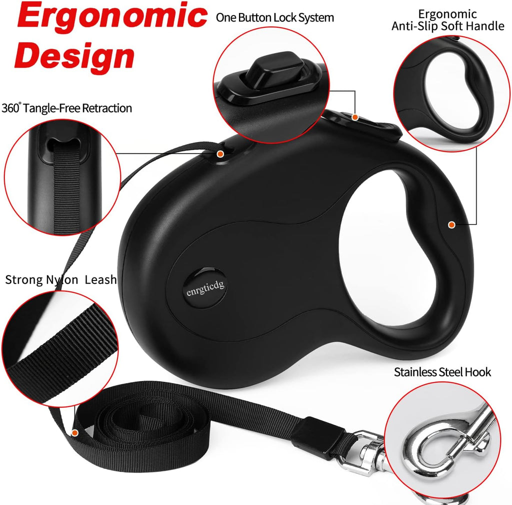 16Ft Retractable Dog Leash,Light Weight Leash for Small to Medium Dogs/Cats Up to 50lbs,Stainless Steel Spring Strong