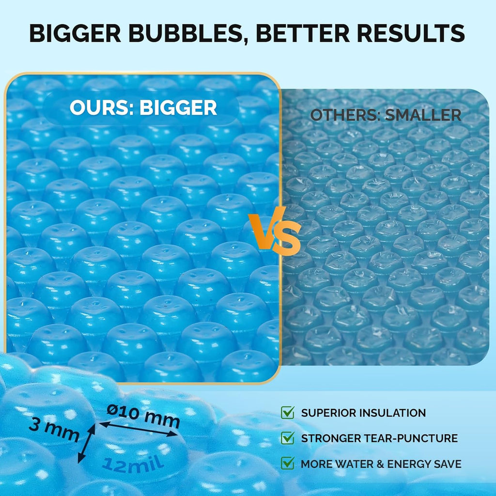 12Mil Solar Pool Cover, Rectangle Solar Blanket-Heavy Duty Solar Pool Cover for Above Ground Pool-Pool Solar Cover