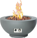 28-Inch Fire Table, 55,000 BTU Outdoor Propane Fire Pit, Patio Round Fire Bowl Gas Firepit with Lid, Lava Rocks