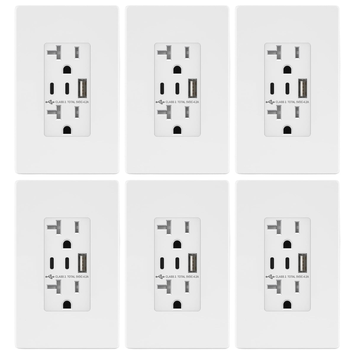 TOPGREENER 4.2A Dual Type C&A USB Wall Outlet, Charging Power Receptacle